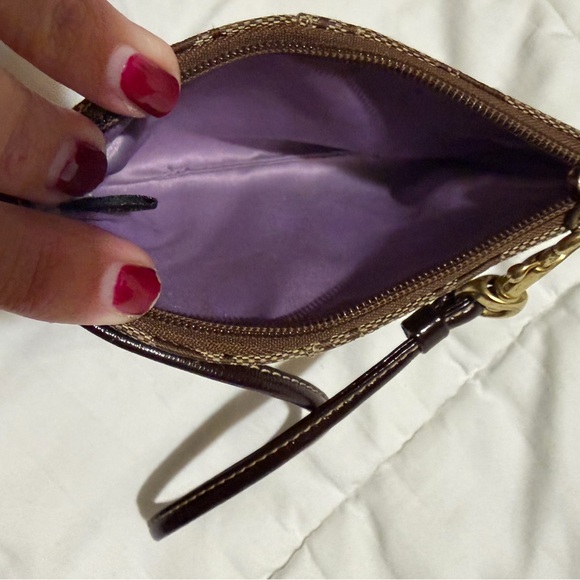 Coach Tan and Brown Signature Wristlet - Picture 3 of 3
